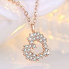 Crystal Rose Gold Heart Shaped Pendant Necklace 925 Sterling Silver Jewellery