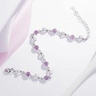 925 Sterling Silver Crystal Stone Heart Linked Charm Bracelet Women Jewellery UK