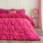 OHS Microfibre Pintuck Bedding Pinch Pleat Duvet Cover Set with Pillowcase