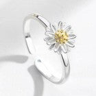 Women Girls Daisy Flower Adjustable Ring 925 Sterling Silver Jewellery Gift