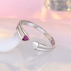 925 Sterling Silver Pink Crystal Heart Adjustable Ring Women Girls Jewellery