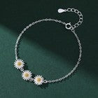 925 Sterling Silver Beautiful Flower Linked Charm Bracelet Women Girls Jewellery