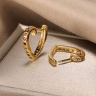 Women Girls Crystal Love Heart Hoop Earrings 18K Gold Plated Jewellery Gift UK