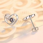 925 Sterling Silver Crystal Heart Swirl Pendant Chain Necklace Stud Earrings UK