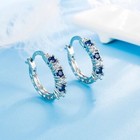 925 Sterling Silver Blue Crystal Hoop Earrings Jewellery Women Girls Gift UK