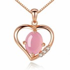 925 Sterling Silver Crystal Heart Moonstone Pendant Chain Necklace Jewellery