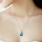 Womens 925 Sterling Silver Crystal Angel Water Drop Pendant Necklace Jewellery