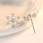 Crystal Snowflakes 925 Sterling Silver Stud Earrings Women Girls Christmas Gift