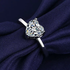 925 Sterling Silver Crystal Heart Adjustable Ring Women Girls Jewellery Gift UK