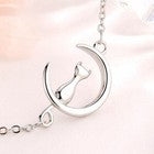 Women Girls Cute Moon Cat Charm Bracelet 925 Sterling Silver Jewellery Gift UK