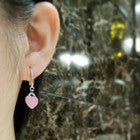 925 Sterling Silver Pink Heart Drop Hook Earrings Jewellery Women Girls Gift