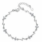 925 Sterling Silver Crystal Stone Linked Charm Bracelet Women Jewellery Gift UK