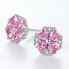 925 Sterling Silver Crystal Pink Heart Stud Earrings Jewellery Women Girls Gift