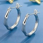 925 Sterling Silver Bamboo Hoop Earrings Women Girls Jewellery Gift UK