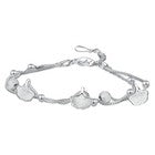 925 Sterling Silver Leaf Bead Linked Charm Bracelet Women Girls Jewellery Gift