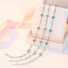 925 Sterling Silver Crystal Stone Linked Charm Bracelet Women Jewellery Gift UK