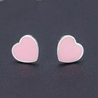 925 Sterling Silver Cute Pink Heart Stud Earrings Womens Girls Jewellery Gift