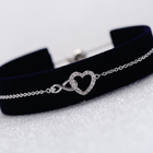 925 Sterling Silver Crystal Heart Fashion Adjustable Bracelet Women Jewellery