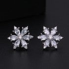 925 Sterling Silver Crystal Snowflake Stud Earrings Womens Girls Christmas Gift