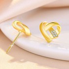 Women Girls Crystal Love Heart Stud Earrings 18K Gold Plt Jewellery Gift UK