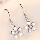 Women Girls 925 Sterling Silver Crystal Flower Drop Hook Earrings Jewellery Gift
