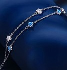 925 Sterling Silver Double Layer Star Linked Charm Bracelet Women Jewellery Gift