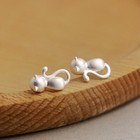 925 Sterling Silver Cute Cat Stud Earrings Jewellery Women Girls Gift UK