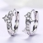Crystal Star Huggie Hoop Earrings 925 Sterling Silver Women Girls Jewellery