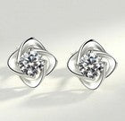 925 Sterling Silver Swirl Crystal Stone Pendant Chain Necklace Stud Earrings UK