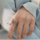 Women Girls Vintage Butterfly Adjustable Ring 925 Sterling Silver Jewellery Gift