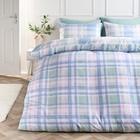 OHS Watercolour Bedding Set Check Microfibre Duvet Cover with Pillowcase