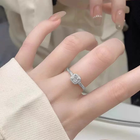 925 Sterling Silver Cubic Zirconia Adjustable Ring Women Girls Jewellery Gift