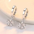 925 Sterling Silver Crytal Flower Hoop Earrings Women Girls Jewellery Gift
