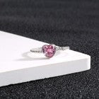 925 Sterling Silver Pink Crystal Heart Adjustable Ring Women Jewellery Gift