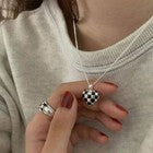 925 Sterling Silver Checkerboard Heart Pendant Necklace Women Jewellery Gift UK