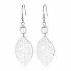 Women Girls Pearl Leaf Drop Hook Earrings 925 Sterling Silver Jewellery Gift UK