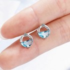 Women 925 Sterling Silver Crystal Circle Lake Stud Earrings Jewellery Gift