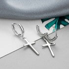 925 Sterling Silver Cross Dangle Hoop Earrings Women Girls Jewellery Gift