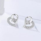 925 Sterling Silver Crystal Heart Stud Earrings Women Girls Jewellery Gift UK