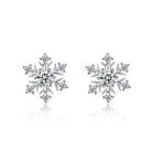 Crystal Snowflakes 925 Sterling Silver Stud Earrings Women Girls Christmas Gift