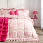 OHS Frill Edge Coverless 7.5 Tog Duvet Bows Print Bedding Set with Pillowcase