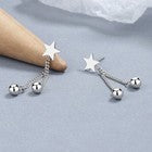 925 Sterling Silver Star Bead Dangle Drop Stud Earrings Women Girls Jewellery