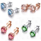 Womens 925 Sterling Silver Cubic Zirconia Round Stud Earrings Jewellery Gift