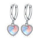 925 Sterling Silver Moonstone Heart Hoop Earrings Women Girls Jewellery Gift