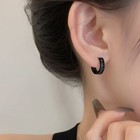 925 Sterling Silver Black Crystal Hoop Earrings Jewellery Women Girls Gift UK