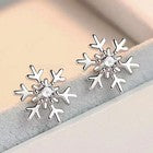 Crystal Snowflakes 925 Sterling Silver Stud Earrings Women Girls Christmas Gift