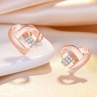 Women Girls Crystal Love Heart Stud Earrings 18K Gold Plt Jewellery Gift UK
