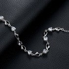 925 Sterling Silver Crystal Heart Linked Charm Bracelet Women Girls Jewellery UK