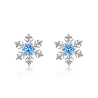 Crystal Snowflakes 925 Sterling Silver Stud Earrings Women Girls Christmas Gift