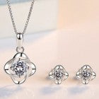 925 Sterling Silver Swirl Crystal Stone Pendant Chain Necklace Stud Earrings UK